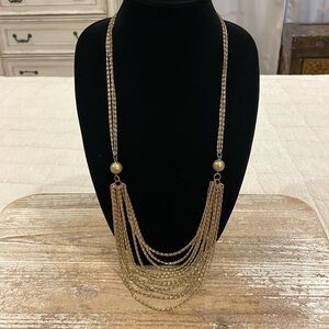 Vintage Lydell NYC Gold Tone Waterfall Chain Long Pendant Statement Necklace